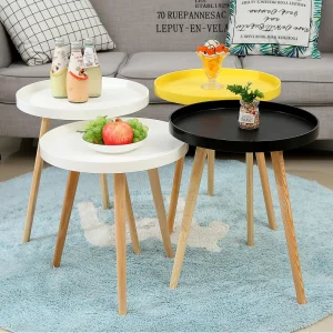 Runt minimalistiskt soffbord 40 cm i svart, vitt eller gult
