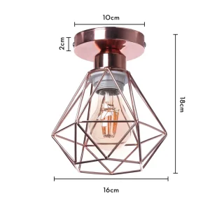 Vintage taklampa i järn med E27 och roséguldfinish för hall och entré 27 Vintage taklampa i järn med E27 och roséguldfinish för hall och entré