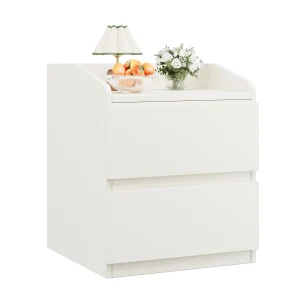 Modern sängbord med 2 lådor, handtagsfri design och höjd topp 60 cm