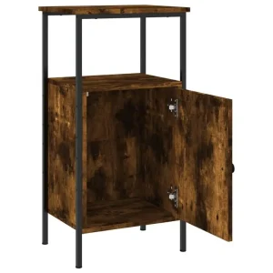 Industristil nattduksbord i rökt ek – 41 × 31 × 80 cm