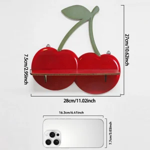 Cherry-formad vägghylla i trä – kreativ bohoförvaring för hemmet 11 Cherry-formad vägghylla i trä – kreativ bohoförvaring för hemmet