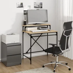 Sonoma ek-skrivbord 80x50x90 cm i konstruerat trä och järn