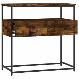 Smal konsolbord i rökt ek 75x40x75 cm med metallram