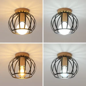Modern halvmonterad taklampa i svart metall för hall och entré