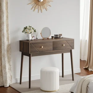 Mid-Century modern konsolbord med två lådor och öppen förvaring