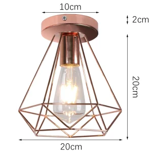 Vintage taklampa i järn med E27 och roséguldfinish för hall och entré 24 Vintage taklampa i järn med E27 och roséguldfinish för hall och entré