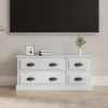 Blankvit TV-bänk 100x35,5x45 cm i konstruerat trä med 4 lådor