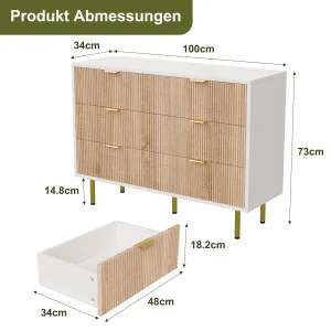 Byrå med 4/5/6 lådor i trä med handtag för sovrum och vardagsrum