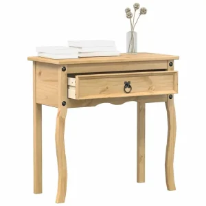 Konsolbord i massiv furu 73x35x73 cm med låda – rustik hallmöbel