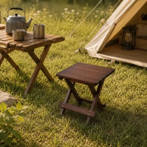 Alternative view of Hopfällbar campingpall i massivt bokträ – lätt och portabel