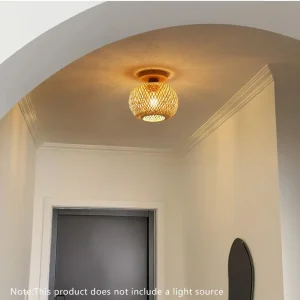 Bambu taklampa med E27, varmvit, 20–30 cm för inomhusbruk