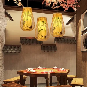 Japansk bambu-ljuskrona i zenstil för tehus, restaurang och hotell