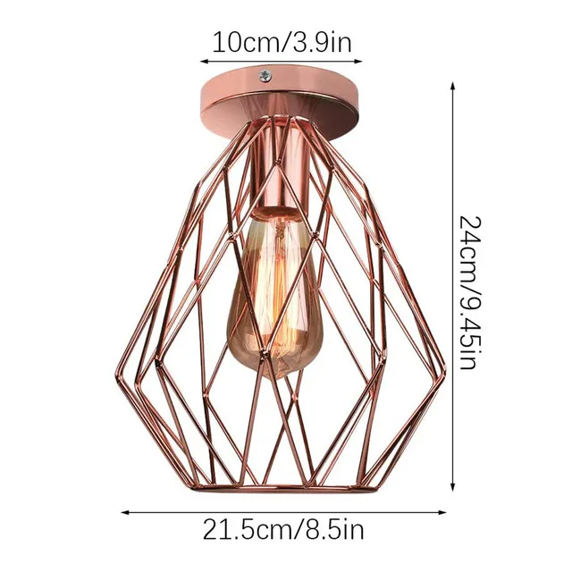 Vintage taklampa i järn med E27 och roséguldfinish för hall och entré 14 Vintage taklampa i järn med E27 och roséguldfinish för hall och entré - Bild 14