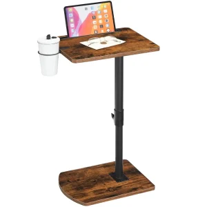 C-format höjdjusterbart vintage sidobord med 360° vridbar topp