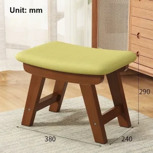 Modern minimalistisk pall i massivt trä med kudde och halkskydd