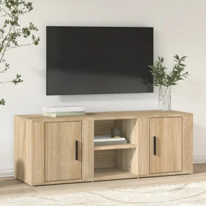Modernt TV-bord i kompositträ med förvaring och robust toppskiva