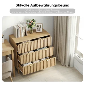 Mid century-byrå med 3 lådor – multifunktionell organizer i trä