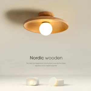 Modern trä taklampa i logg- eller valnötsfärg med G9-fäste