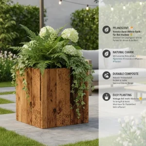 Alternative view of Dekorativ inomhuskruka i trä med slät yta för blommor och växter