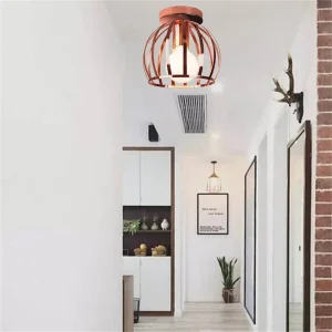 Vintage taklampa i järn med E27 och roséguldfinish för hall och entré 23 Vintage taklampa i järn med E27 och roséguldfinish för hall och entré