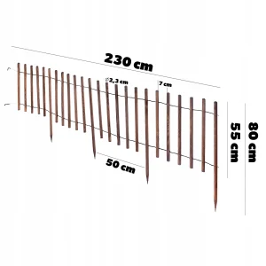 Rundad trädgårdspalisad 230 cm i trä, brun