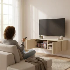Väggmonterad TV-bänk i Sonoma ek 80x30x30 cm