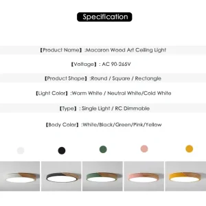 Modern nordisk LED-taklampa i trä, dimbar med fjärrkontroll 17 Modern nordisk LED-taklampa i trä, dimbar med fjärrkontroll