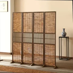 Reedskärm i zen- och retrostil – vikbar rumsavdelare 40 Reedskärm i zen- och retrostil – vikbar rumsavdelare