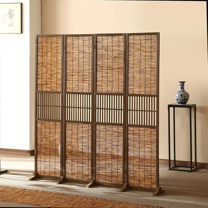 Reedskärm i zen- och retrostil – vikbar rumsavdelare 1 Reedskärm i zen- och retrostil – vikbar rumsavdelare
