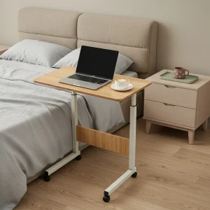 Justerbart laptopbord med hjul, MDF och metall för hem och kontor
