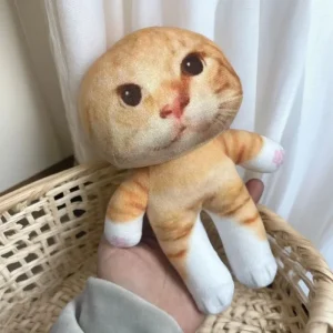 Vitt kattgosedjur 20 cm med skelettdesign och kläder – kawaii rumsdekoration