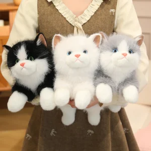 MIAOOWA kattgosedjur 45/55 cm – naturtroget liggande mjukisdjur