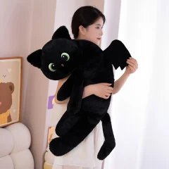 MIAOOWA svart vingkatt som gosedjur och plyschkudde – 40, 70 eller 110 cm 30 MIAOOWA svart vingkatt som gosedjur och plyschkudde – 40, 70 eller 110 cm