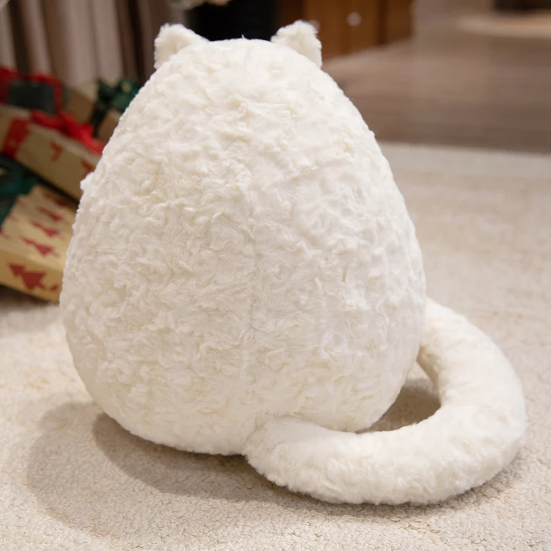 Vitt kattgosedjur 30 cm – rund plyschkudde med mjuk fyllning 6 Vitt kattgosedjur 30 cm – rund plyschkudde med mjuk fyllning - Bild 6