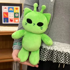 Grönt alienkatt-gosedjur 25–27 cm i mjuk plysch med gitarrdetalj 10 Grönt alienkatt-gosedjur 25–27 cm i mjuk plysch med gitarrdetalj
