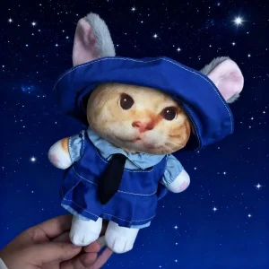 Alternative view of Vitt kattgosedjur 20 cm med skelettdesign och kläder – kawaii rumsdekoration