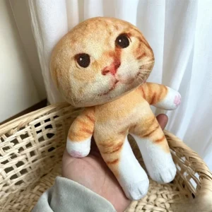 Vitt kattgosedjur 20 cm med skelettdesign och kläder – kawaii rumsdekoration