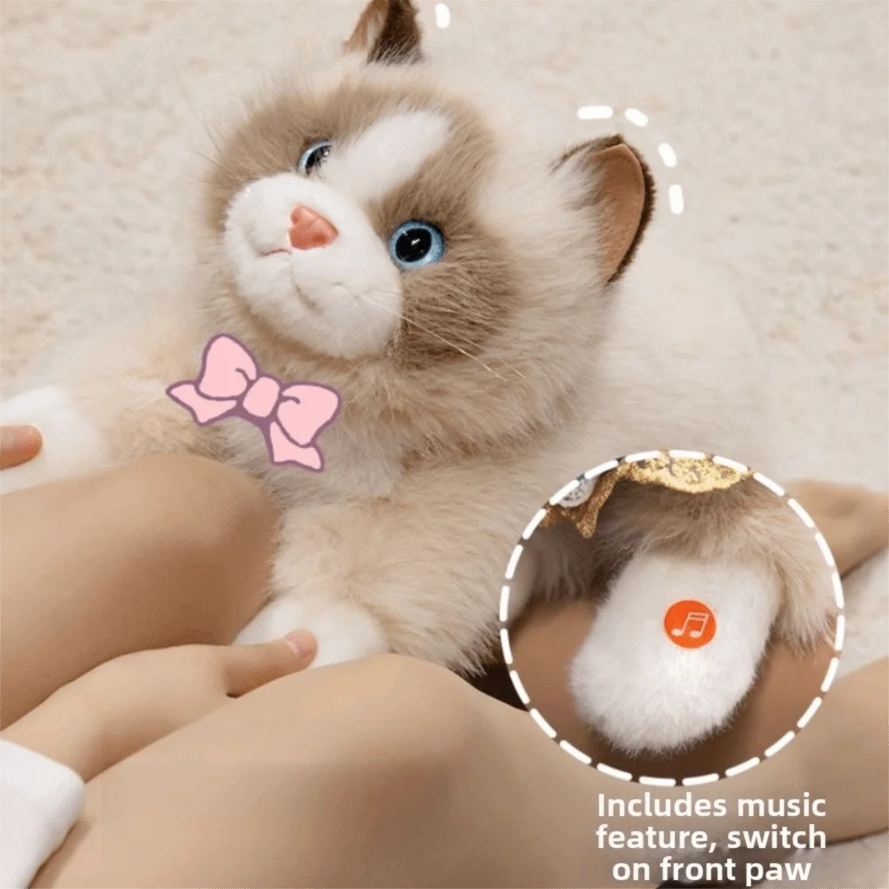 Kattgosedjur 40 cm med röstfunktion, fluffig plysch och realistisk design 2 Kattgosedjur 40 cm med röstfunktion, fluffig plysch och realistisk design - Bild 2