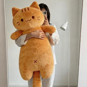 Kattgosedjur som kroppskudde 90/150 cm – orange, extra mjuk plysch 11 Kattgosedjur som kroppskudde 90/150 cm – orange, extra mjuk plysch