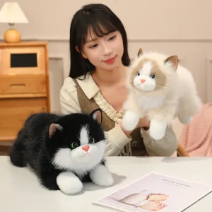 MIAOOWA kattgosedjur 45/55 cm – naturtroget liggande mjukisdjur