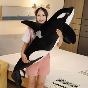 Haj gosedjur med naturtrogen svart späckhuggare (Orcinus orca) i stor modell, 50–130 cm