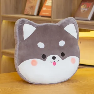 Katt och gris gosedjur som tecknad plyschkudde i kawaii-stil med djurhuvud, 40 cm