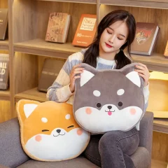 Katt och gris gosedjur som tecknad plyschkudde i kawaii-stil med djurhuvud, 40 cm