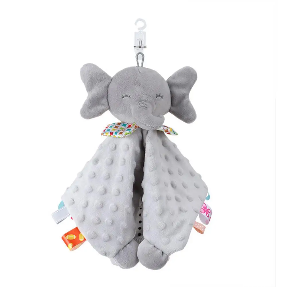 Kanin och elefant som nyckelring, söt animal design och Soothing comfort toy 24 Grå elefant med ljusgrå filt och färgglada tygflikar.