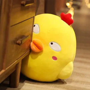Sött kawaii kyckling gosedjur som mjuk, tecknad kudde i gult, 25–65 cm, julklapp