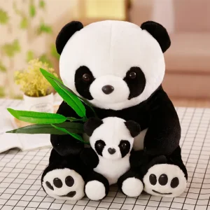 Sött panda gosedjur med mamma och son, present till barn, flickor och vänner