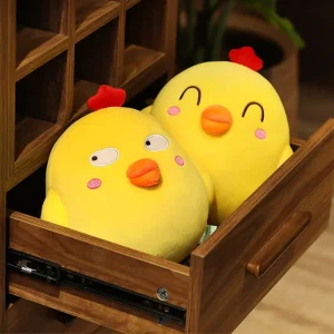 Sött kawaii kyckling gosedjur som mjuk, tecknad kudde i gult, 25–65 cm, julklapp