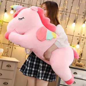 Enhörning gosedjur i kawaii-stil, stor hästkudde för barn och flickor, 25–100 cm