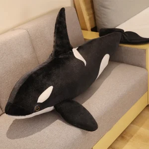 Alternative view of Haj gosedjur med naturtrogen svart späckhuggare (Orcinus orca) i stor modell, 50–130 cm
