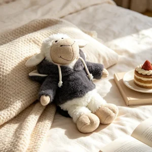 Får och lamm gosedjur i vargskinnsdräkt, små, mjuka och söta dockor, 30–36 cm